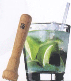 Wooden muddler for making the perfect old fashioned, mojito and other fruit drinks.  Photo property of WMF.